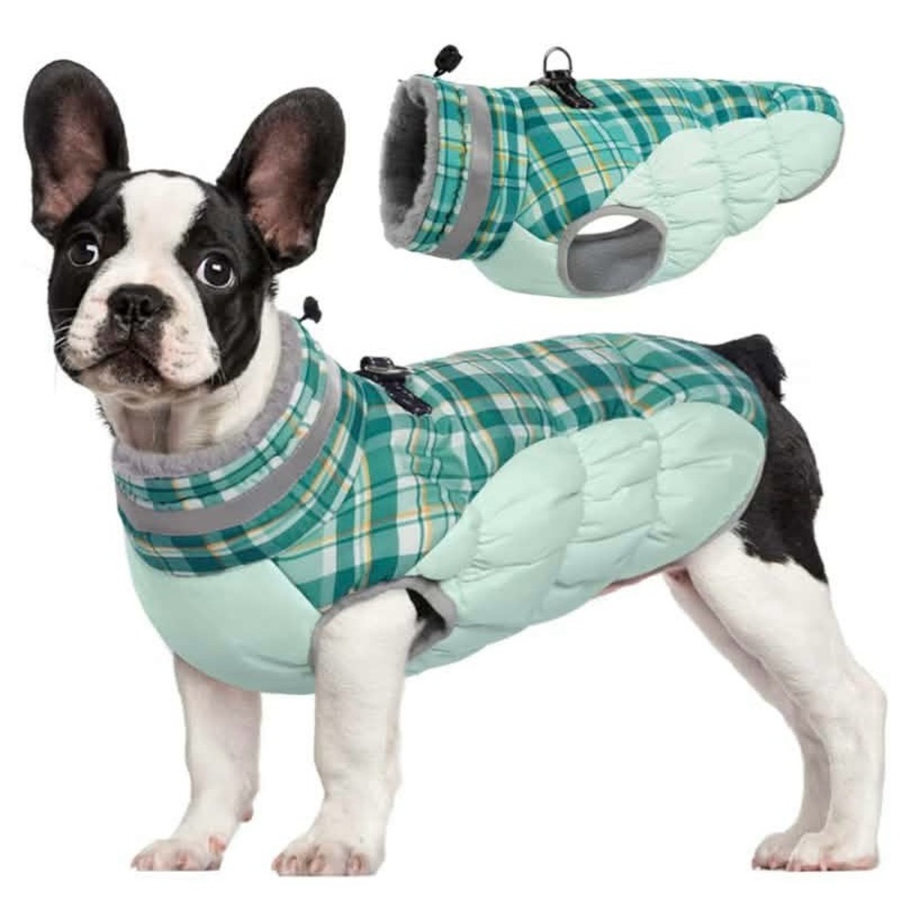 NWT Plaid Dog Jacket - Green and Gray